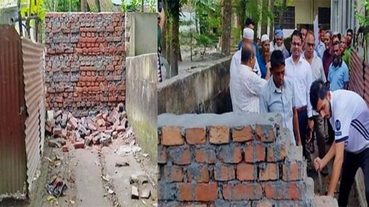 গৌরনদীতে আদালতের নির্দেশ অমান্য করে ২০টি পরিবারের রাস্তা বন্ধ