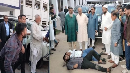 ভোলায় সরকারের ৩ উপদেষ্টাকে ঘিরে ধরে বিক্ষোভ
