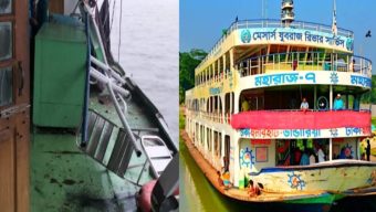 বরিশালে নোঙর করা জাহাজে যাত্রীবাহী লঞ্চের ধাক্কা, আহত ১০