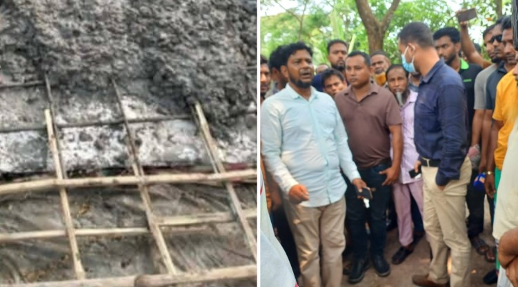 বরিশালে বাঁশের কঞ্চি দিয়ে ব্রিজ ঢালাই : ভেঙে ফেলার নির্দেশ দিল প্রশাসন